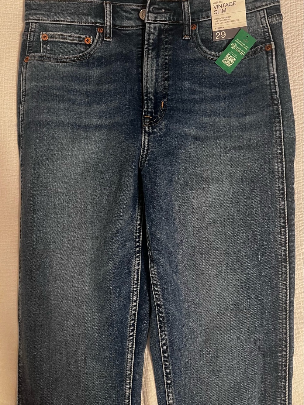 GAP Vintage Slim High-Rise Women's Jeans - Medium Blue Wash 29 8 Long